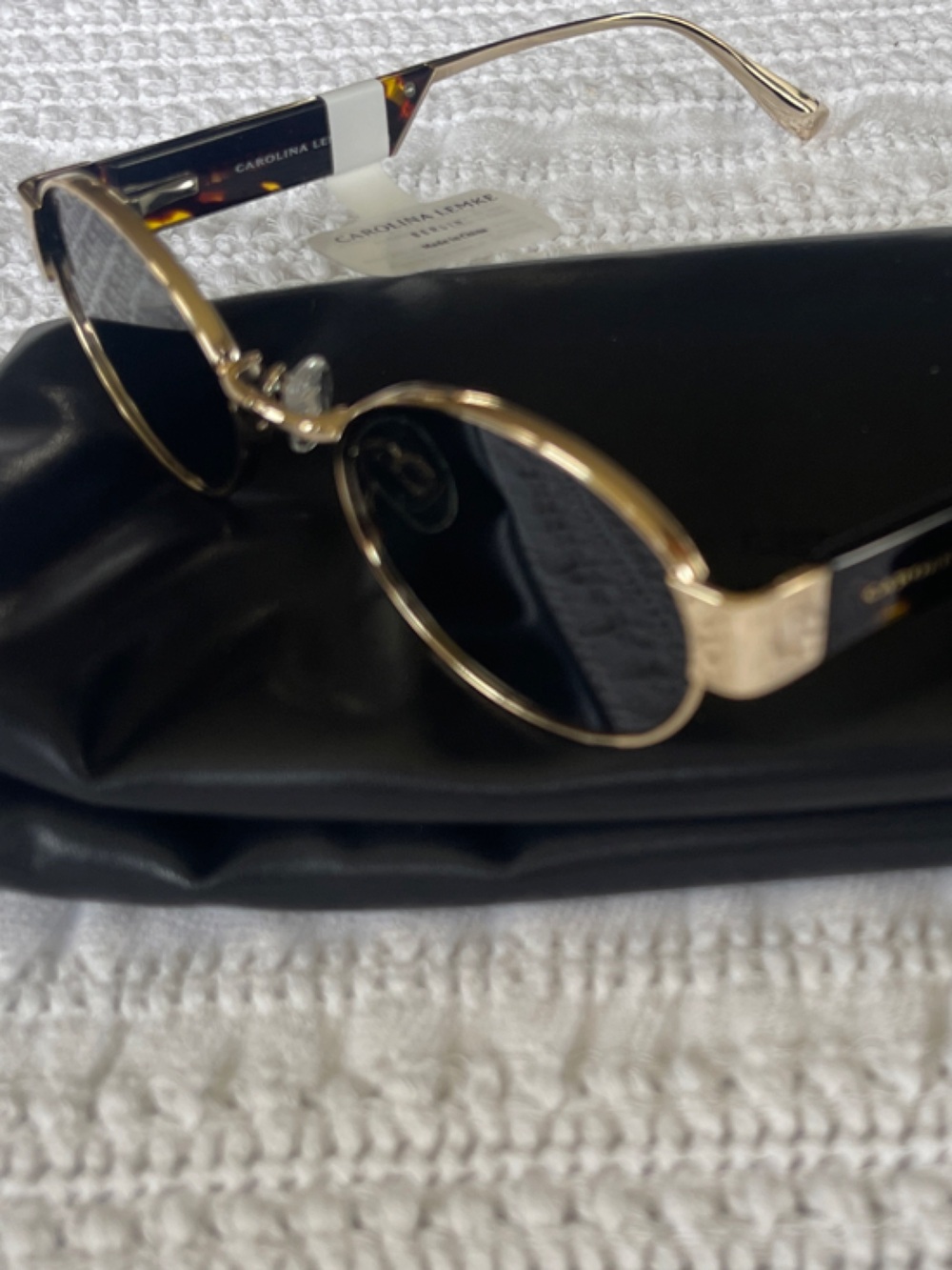 Carolina Lemke Kwasi Gold Sunglasses + Premium Faux Leather Case 3133-02 - Picture 6 of 8